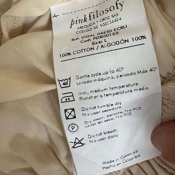 Pinkfilosofy Vidal Mini Dress in Ecru Cream, Size Large - Picture 9 of 10